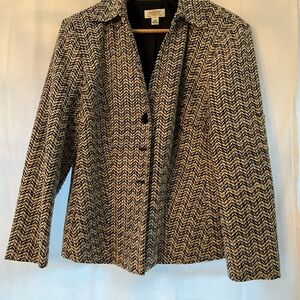 Chic Black and White Herringbone Jacket